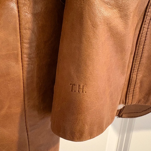 Caramel Brown Blazer-Style Tommy Hilfiger Leather Jacket - Picture 4 of 8